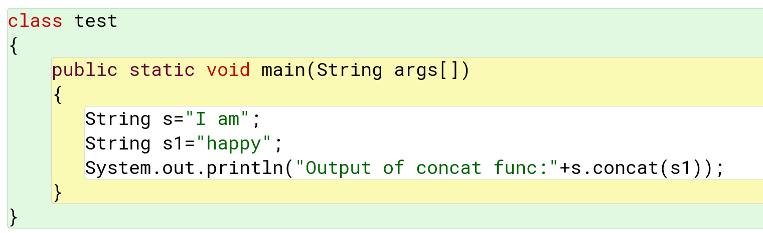 concat function in a string