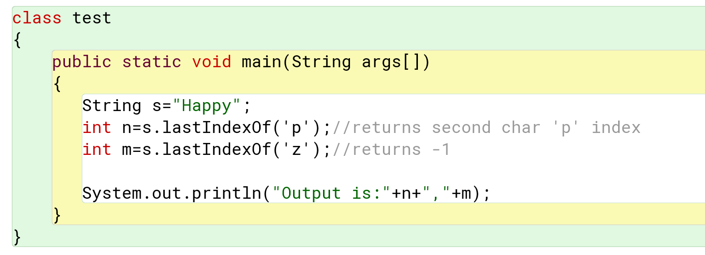 lastindexof function in a string