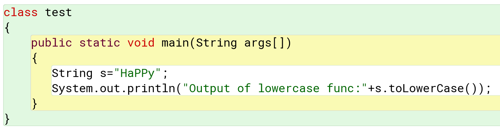 lowercase function in a string