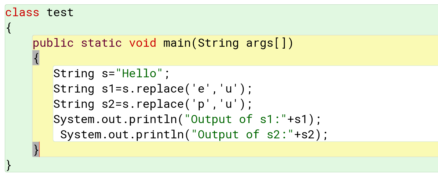 replace function in a string