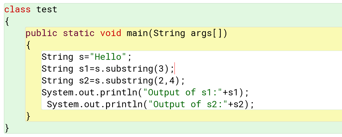 substring function in a string