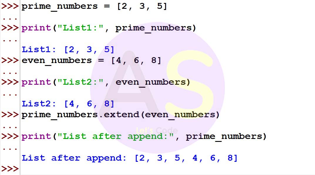 extend() function