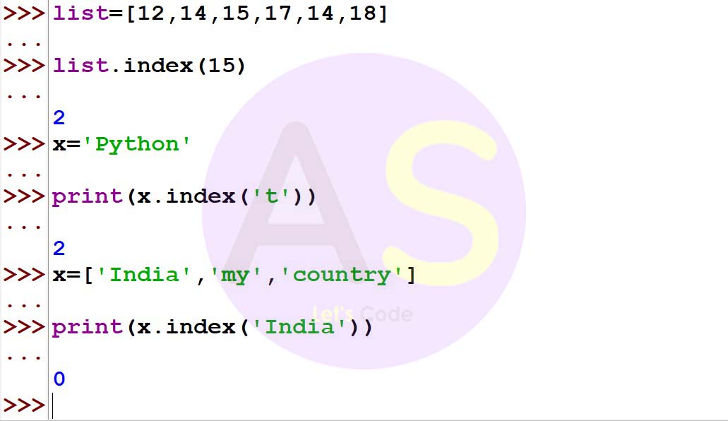 index() function