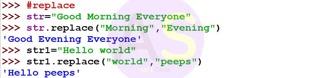 replace function in a string