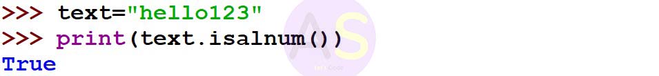 isalnum function in a string