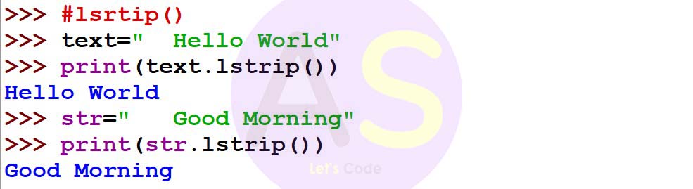 lstrip function in a string