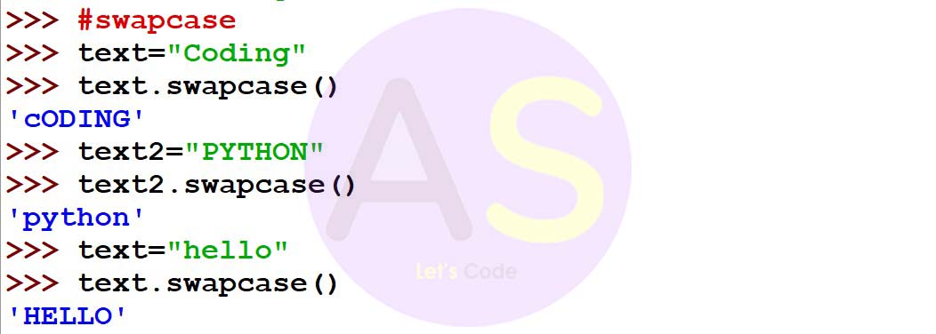 swapcase function in a string