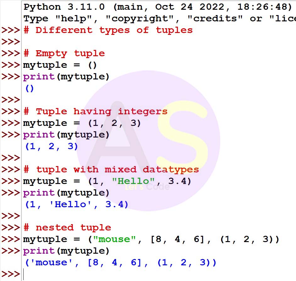 Creation of Tuple