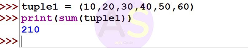 sum() function in python tuples