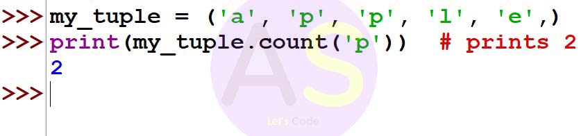 count() function in python tuples