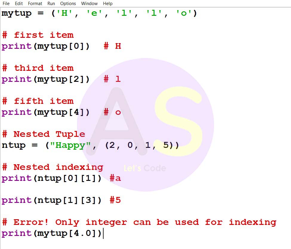 indexing in tuples