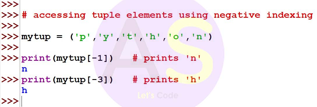 negative indexing in tuple