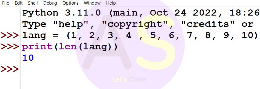 len() function in python tuples