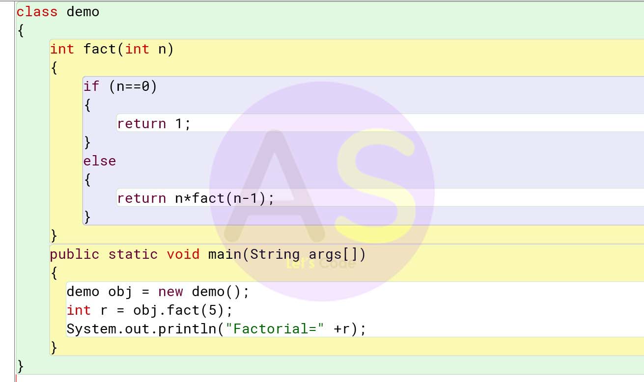 factorial using recursion